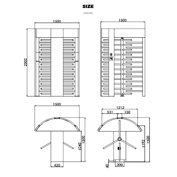 Semi-Automatic Full-Height Turnstile for Construction Sites with Face Recognition Support