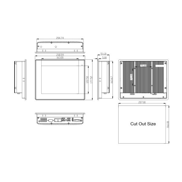 300cd/m2 1024x768 Industrial Touch PCs For Cryotherapy Devices