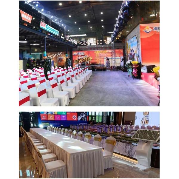 Knot White Stretch Banquet Chair Covers Stain Resistant Customized