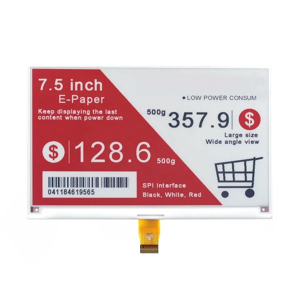 7.5 Inch E Paper Display 800*480 Resolution 24pin Low Power E Ink Display Screen