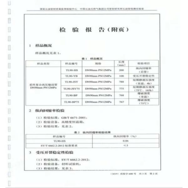 Flexible Bonded Thermoplastic Composite Pipes DN40mm Semi Finished
