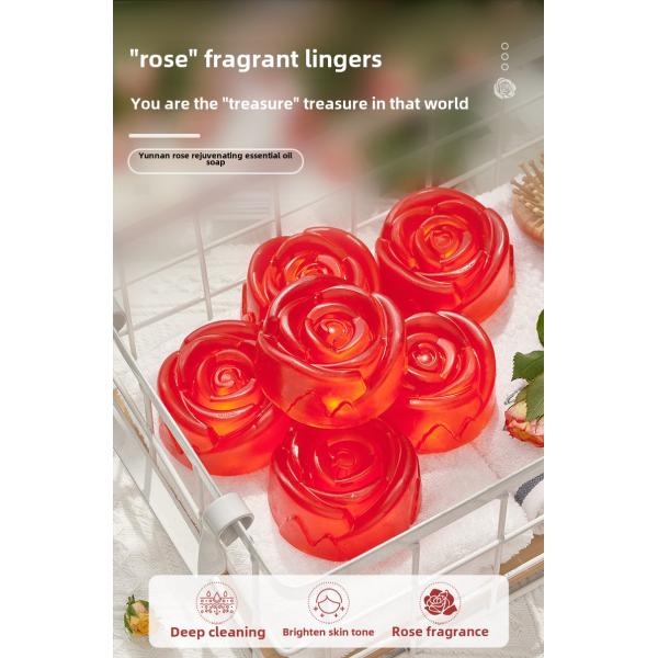 Handmade Rose Essential Oil Soap Long-Lasting Fragrance and Moisturizing Effect for Face Bath Wedding Souvenir Solid Bar Soap