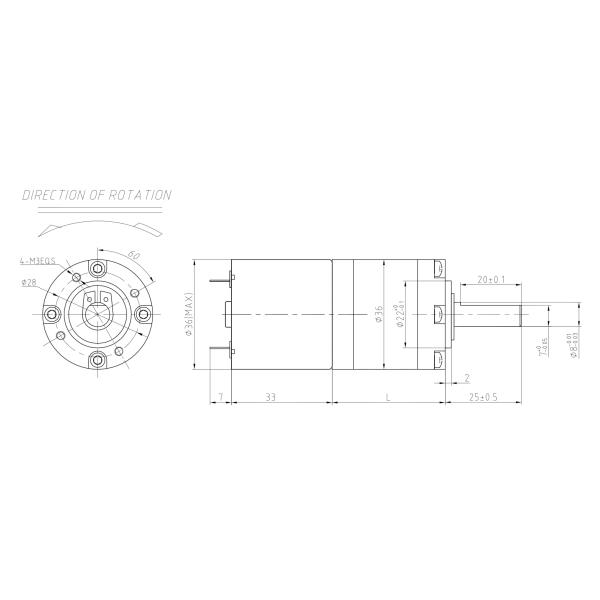 36mm Micro Planetary Gearmotor 24v 12v 3000rpm With Encoder