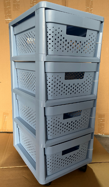 Durable Affordable Push Pull Customizable Four Tier Pullable Plastic Storage Chest of Drawers with Logo Handle
