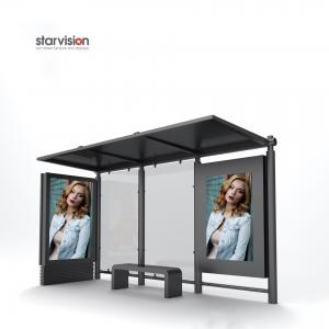 China Outdoor Furniture Aluminum Alloy Smart Bus Shelter With Static Scrolling Poster on sale