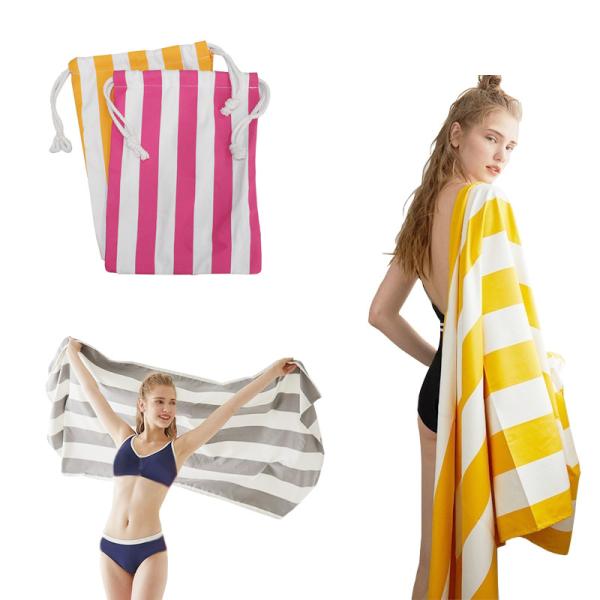 Custom Printed Large Over Sized Jacquard Logo Quick-dry Soft Lightweight Sand Free Beach Towel Microfiber