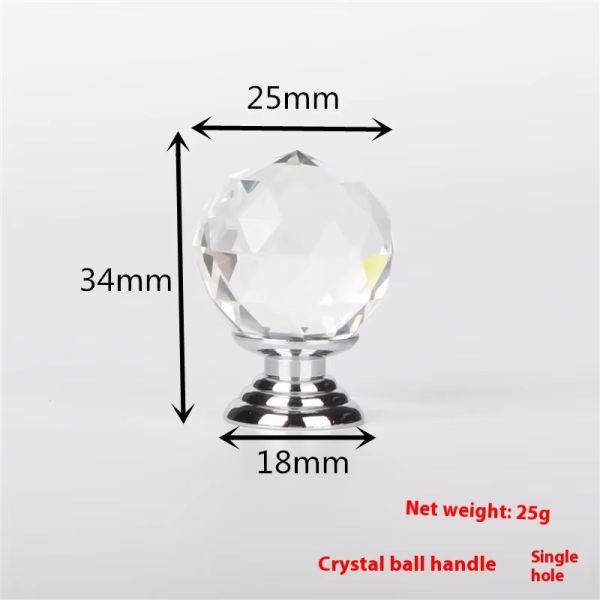 Hardware Accessories Zinc Alloy Wardrobe Knob Pull Kitchen Cabinet Drawer Sphere Ball 20mm Crystal Furniture Handle