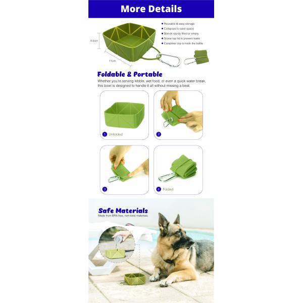 Pet Silicone Folding Bowl Rectangular Travel Food Bowl Foldable Bowl