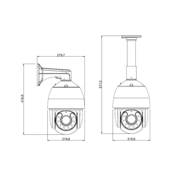 7 inch Digital 20X HD PTZ Outdoor Camera IR Distance 120M 9pcs Array Led