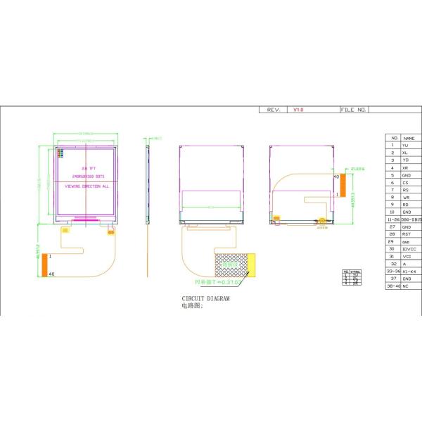 2.8'' IPS TFT LCD Module 240*320 RGB free view with ST7789V display