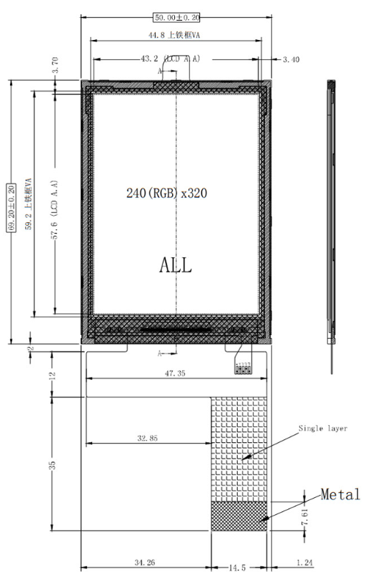 2.8 Inch 240x320 Resolution All Viewing Angle IPS TFT LCD Display with MCU/SPI/RGB Interface