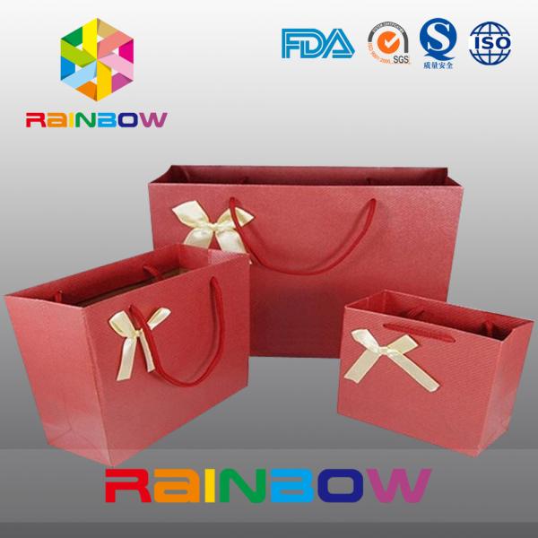 Square Bottom Customized Paper Bags With Drawstring For Gift / Garment / Shopping
