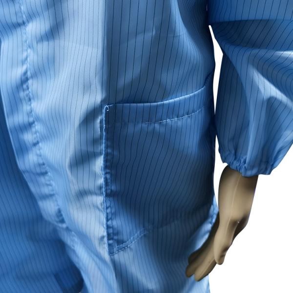 5mm Stripe Polyester Carbon Fiber ESD Smocks Coats For Lab
