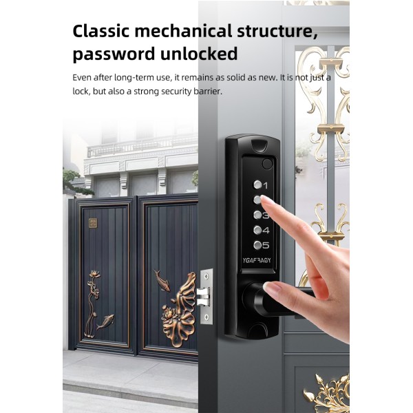YAGU Code Upgrade 5-digit Single-sided Key Combination Keyboard Smart Keyless Entry Door Lock Mechanical Key Single Door