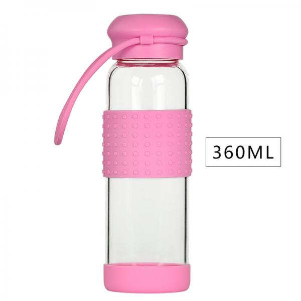 Buy 360ML Glass Water Bottle High Borosilicate Glass Drinking Cup Travel Mug With Silicone at wholesale prices