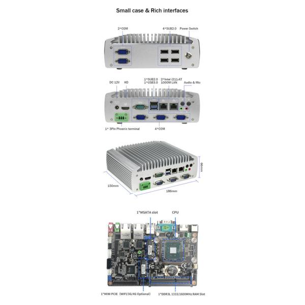 IBOX-101 Plus Industrial Mini PC With HDMI Mini PCIe/MSATA Support Windows/Liunx