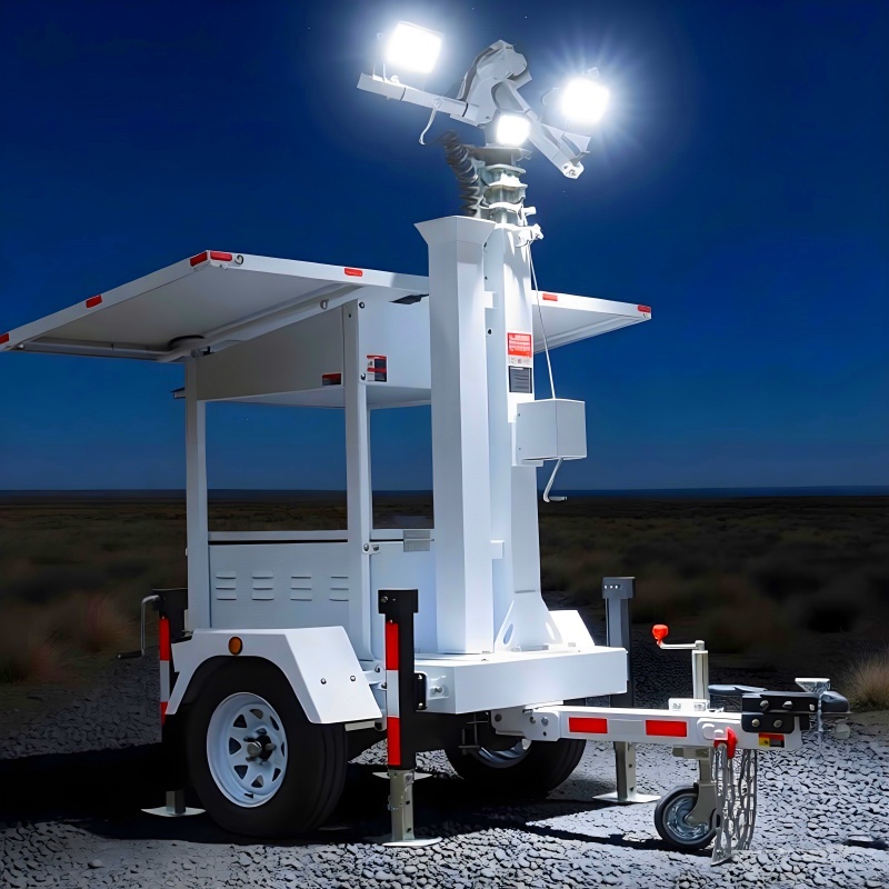 Solar Light Tower Off Grid Power Solution Surveillance tower With Camera Remote Monitoring Mobile Light Tower