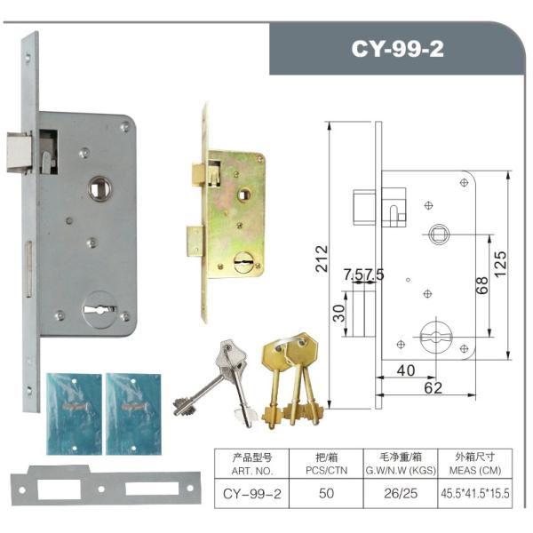 Mortise Key Lock with Deadlatch Latch Type