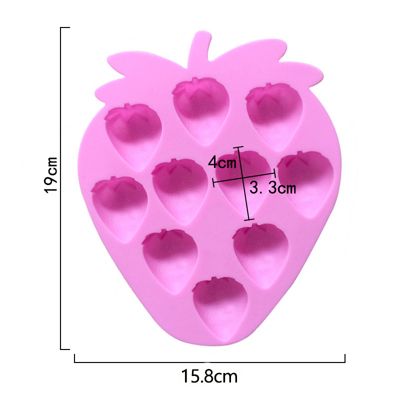 Silicone Sustainable Flexible Mold Featuring 10 Cavities in Strawberry Shape for Cookies Candies Soap Cakes Ice Cubes
