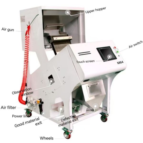 Industrial 64-Channel Intelligent Roasted Coffee Bean Color Sorter.