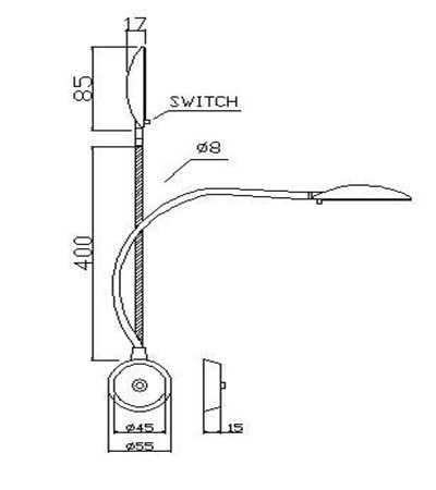 Silver Wall Mount Touch Switch Flexible Gooseneck Snake LED Reading Light