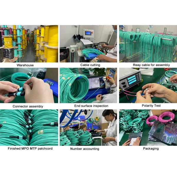 Multimode Aqua Color MPO MTP Trunk Cable 12F 24F 48F Customize count