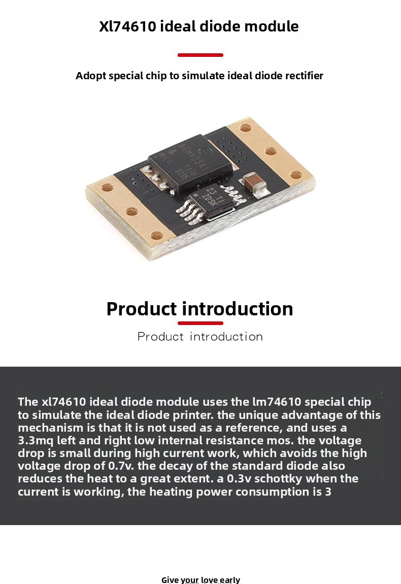 XL74610 Ideal Diode Module Adopts LM74610 Chip for Smart Diode Controller Simulation Rectifier Board Reverse Polarity Protection