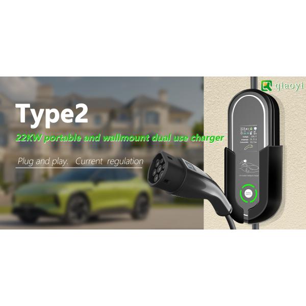 Type2 Portable Charger 22kw 3phase Wallbox 32A AC Home Compatible Single Phase for Electric Vehicle Charging Equipment
