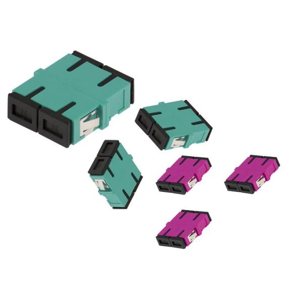 Telecom Aqua Fiber Optic Adapter Duplex SC UPC MM Plastic Without Flange
