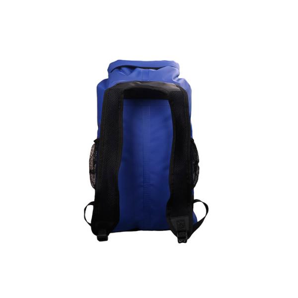 Reflective Dry Bag Backpack Dark Blue Lightweight With Side Mesh Pockets