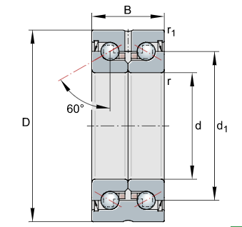 ZKLN3062-2RS Ball Screw Support Bearing Double Row Thrust Angular Contact Ball Bearing