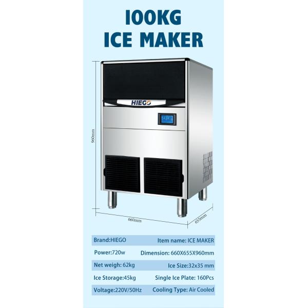 150lb Crescent Ice Machine Ice , Cube Commercial Ice Maker With Bin 70lb