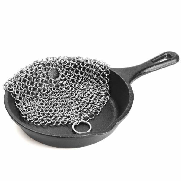 6'' Ss Round Cookware Chainmail Scrubber Cleaning Cast Iron Pan
