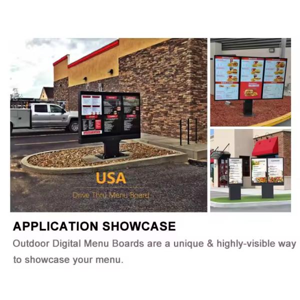 Single Dual Three Screen 55" Drive Through Outdoor Digital Signage Kiosk with Dish Ordering Function