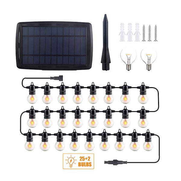48FT Waterproof LED Black String Lights Outdoor Solar String Lights For Garden Lighting