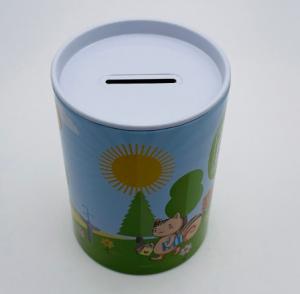 Quality Custom Printed Round Coin Bank Empty Metal Tin Money Box for sale