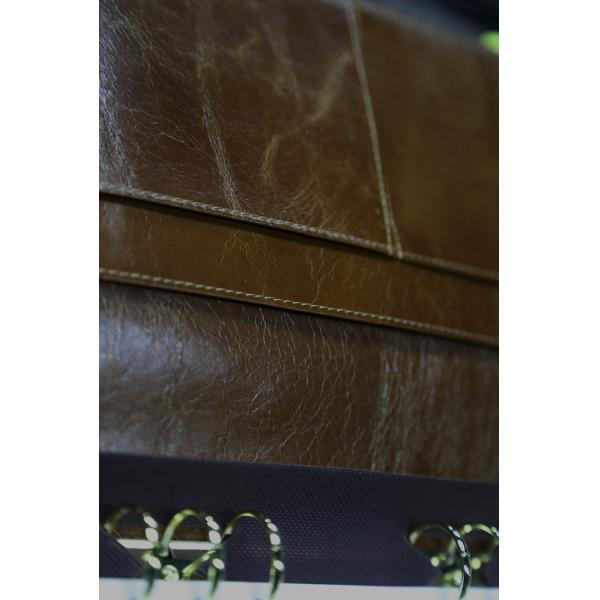 Genuine Leather Ring Binder Organizer Snap Fastener A6 Size Loose - Leaf Style