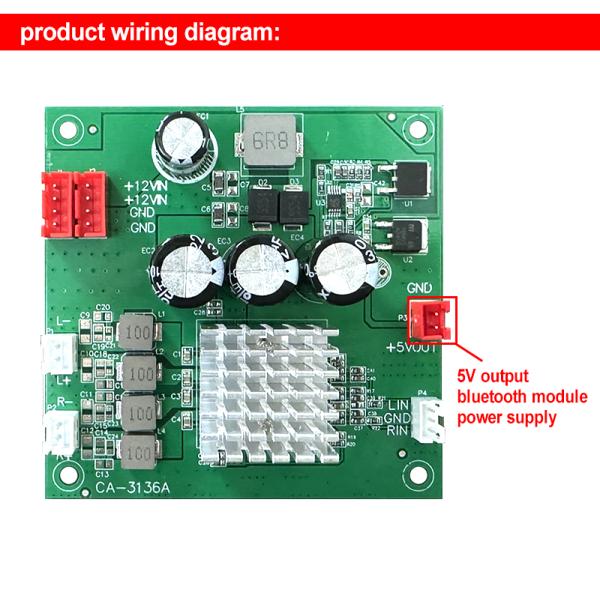 CA-3136A Digital Audio Amplifier Module with 2*50W Output 8-24V Input and 5V Output TPA3116 Amplifier Board