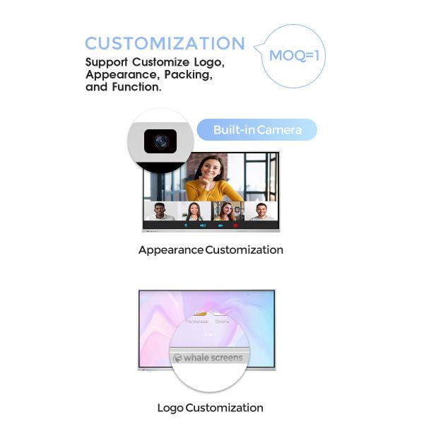 Whale Screens 4k HD Interactive Flat Panel 20 Points Touch Interact Boards Interactiva 65'' 75'' Touch Smart Boards