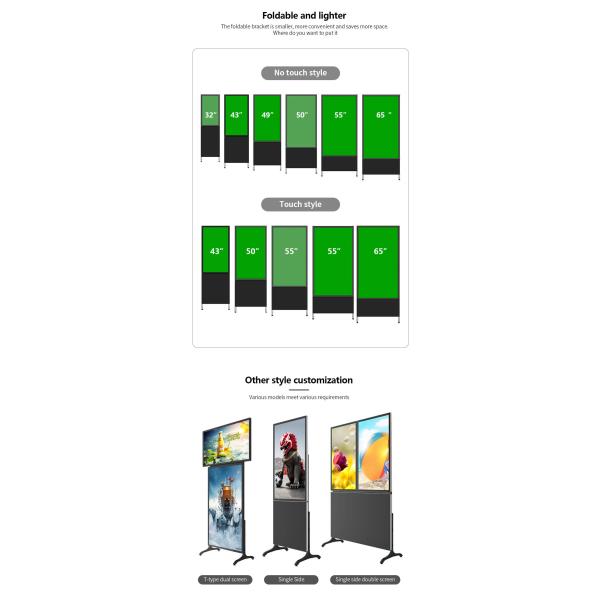 43" 55" Double Sided Movable Digital Touch Screen Kiosk