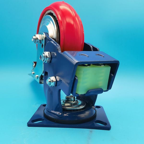 Heavy Duty Industrial Spring Castor Wheel PU Polyurethane 6 inches Caster Wheels Office And Institutional Settings