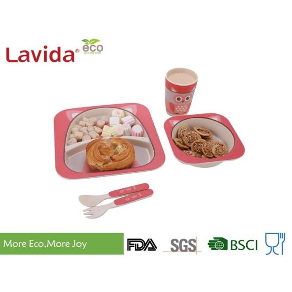 Adorable Cartoon Owl Bamboo Disposable Dinnerware Smooth Surface For Childrens