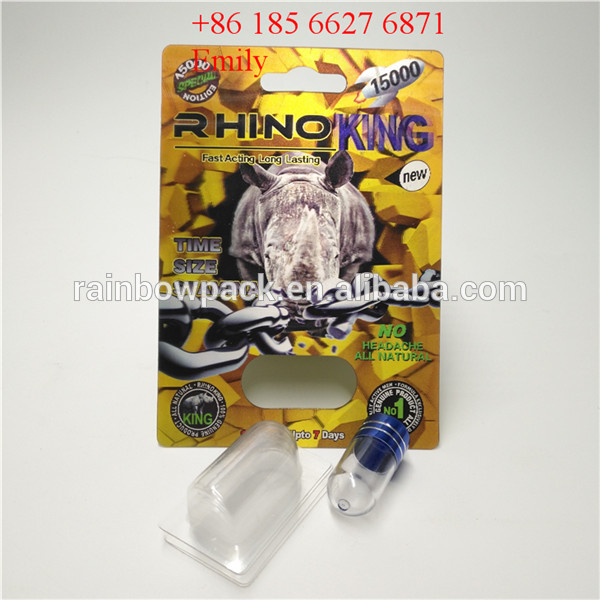 Private Labels Blister Card Packaging , Rhino Pill Plastic Blister Packaging