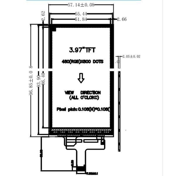 3.97 inch tft display module , 480x800 resolution, 25 PINS MIPI interface, driving IC ST7701S