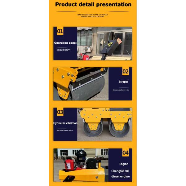 Hydraulic Double Drums Vibration Walk Behind Road Roller for Engineering Plastic Water Tank and Oil Tank