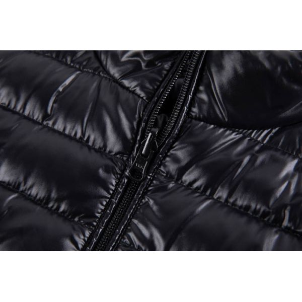 Men's Ultra-Light Down Jacket - Shiny Black - Front View