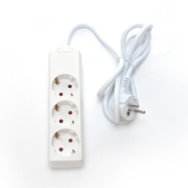 Various Standards 3*0.75mm Power Cable Multi Plug Power Socket Extension 3 Way Universal Extension Cable 250V/16A White