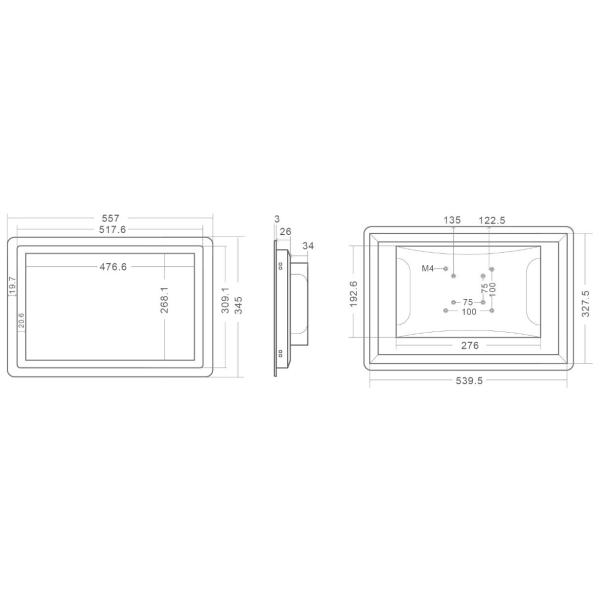 Aluminum Alloy Embedded Touch Panel PC 21.5 Inch Wide Screen Computers Applied