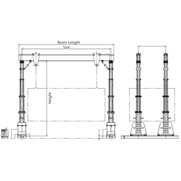 50t~1000t Hydraulic Gantry Crane Height Adjustable Hoisting Precision Instruments