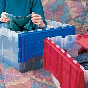home storage container craft storage clear file box tote hinged lid attached lid holiday storage